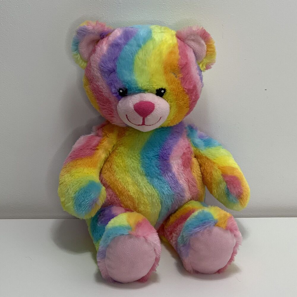 BUILD A BEAR 16" Enchanted Garden Rainbow Hugs Plush Toy Wavy Stripes Vivid